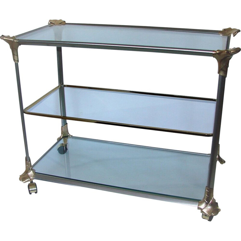 Mid century aluminium and glass trolley bar, 1970s