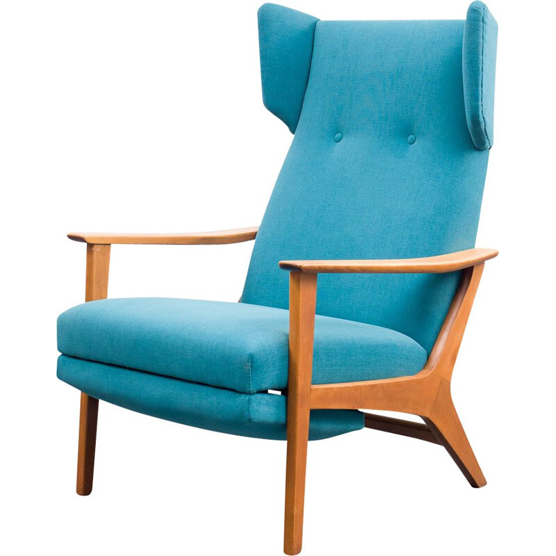 Vintage wing armchair with folding legs, 1960s