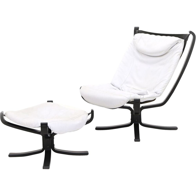 Vintage "Falcon" lounge chair with ottoman by Sigurd Resell for Poltrona Frau, 1970