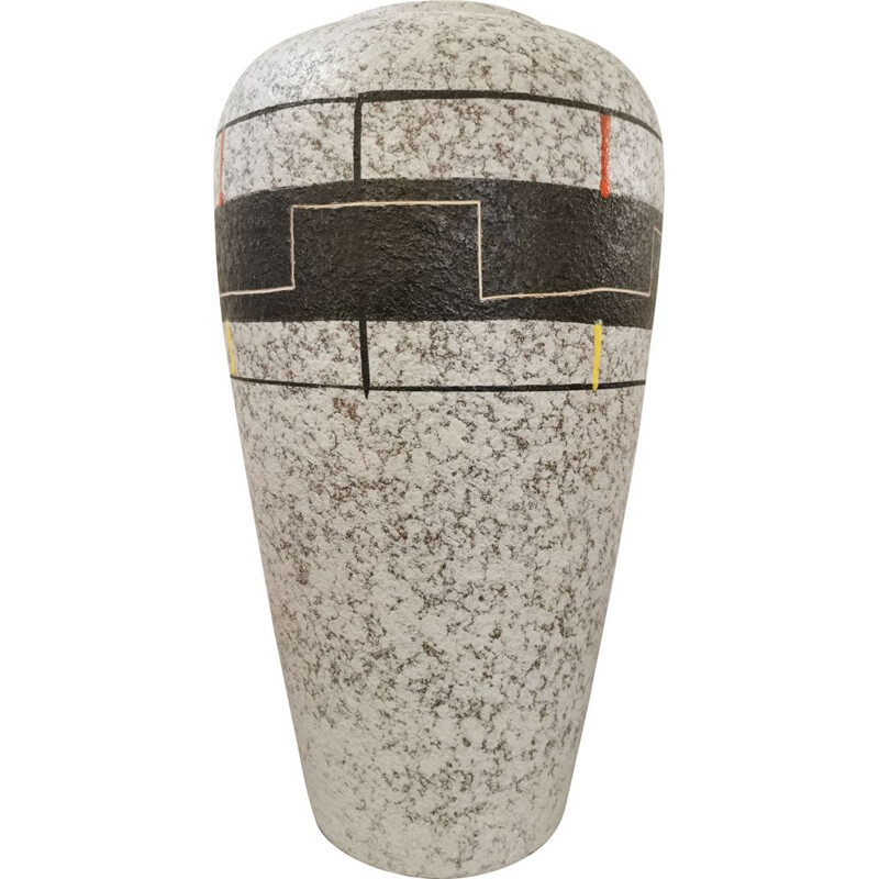 Vintage XXL ceramic vase with geometric pattern, 1960