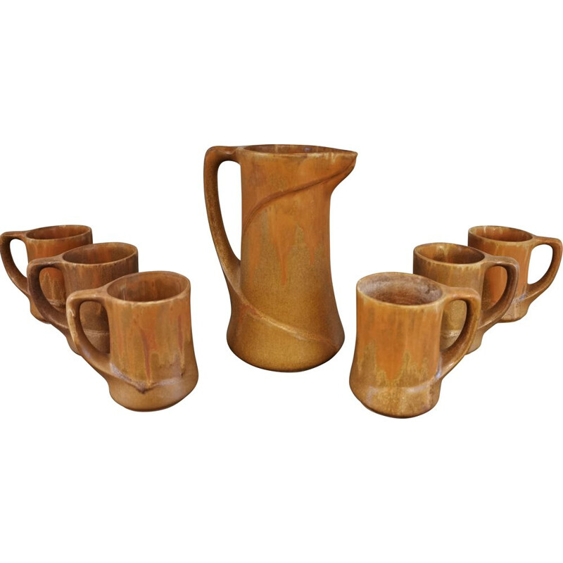 Vintage stoneware orangeade set, 1970