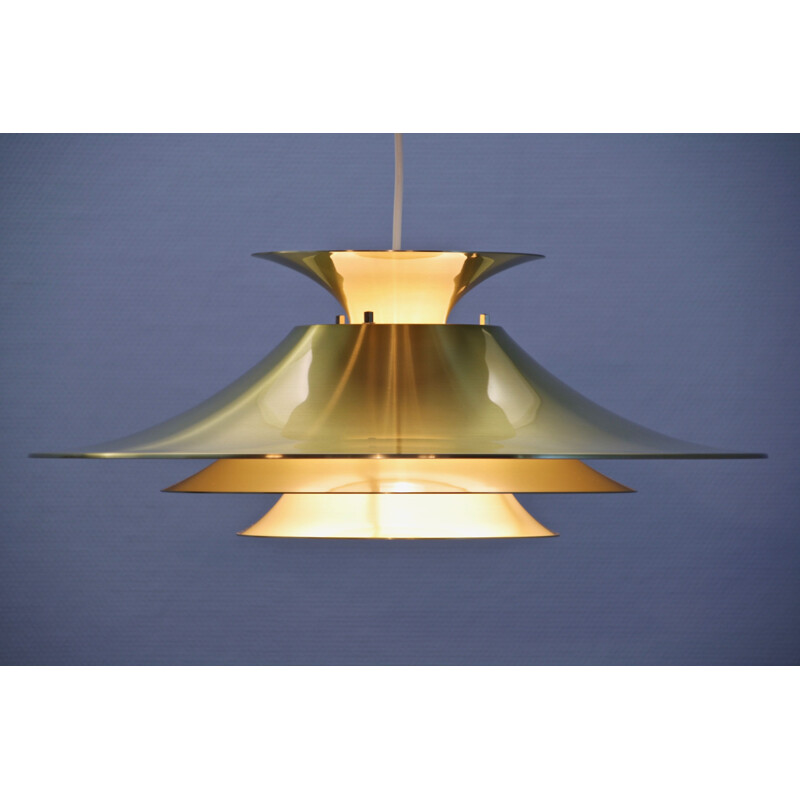 Vintage brass XL pendant lamp, Danish 1970