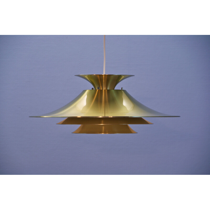 Vintage brass XL pendant lamp, Danish 1970