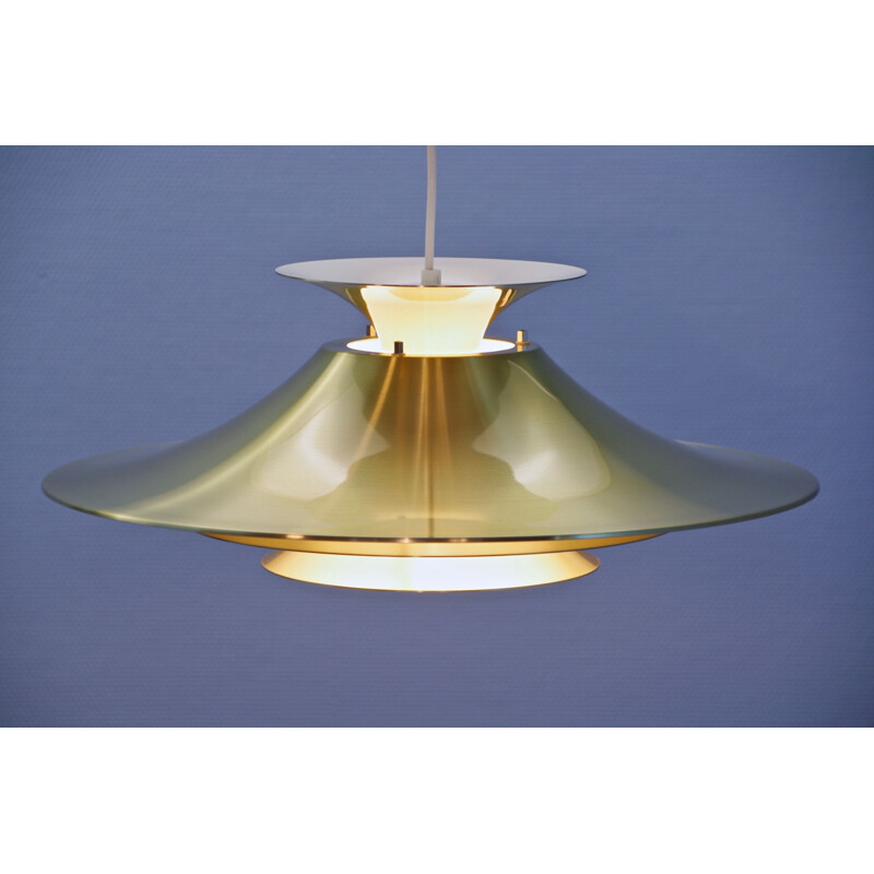 Vintage brass XL pendant lamp, Danish 1970