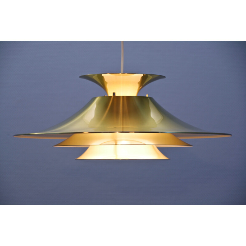 Vintage brass XL pendant lamp, Danish 1970