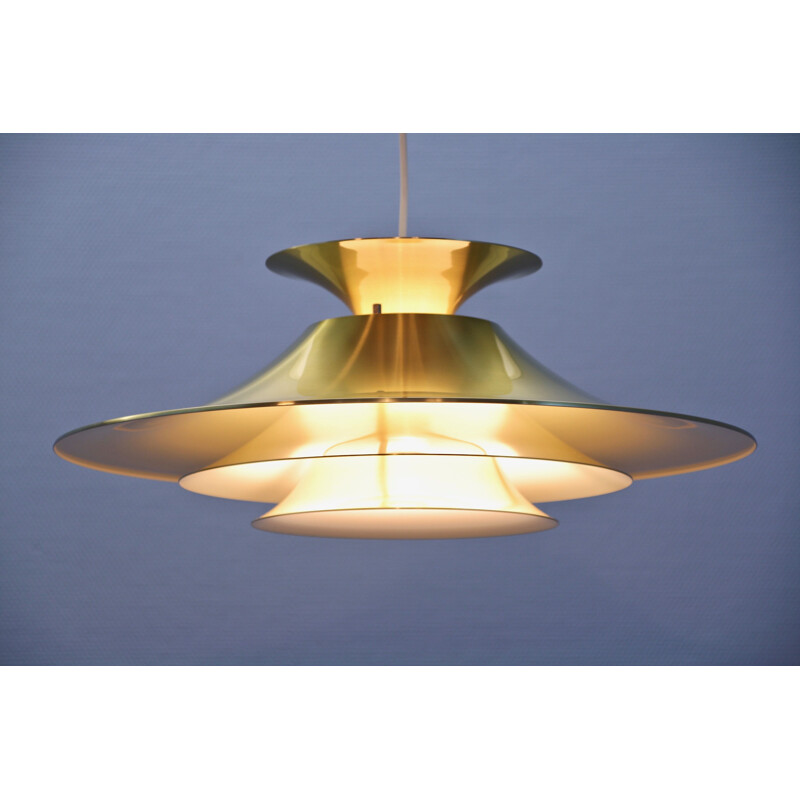 Vintage brass XL pendant lamp, Danish 1970