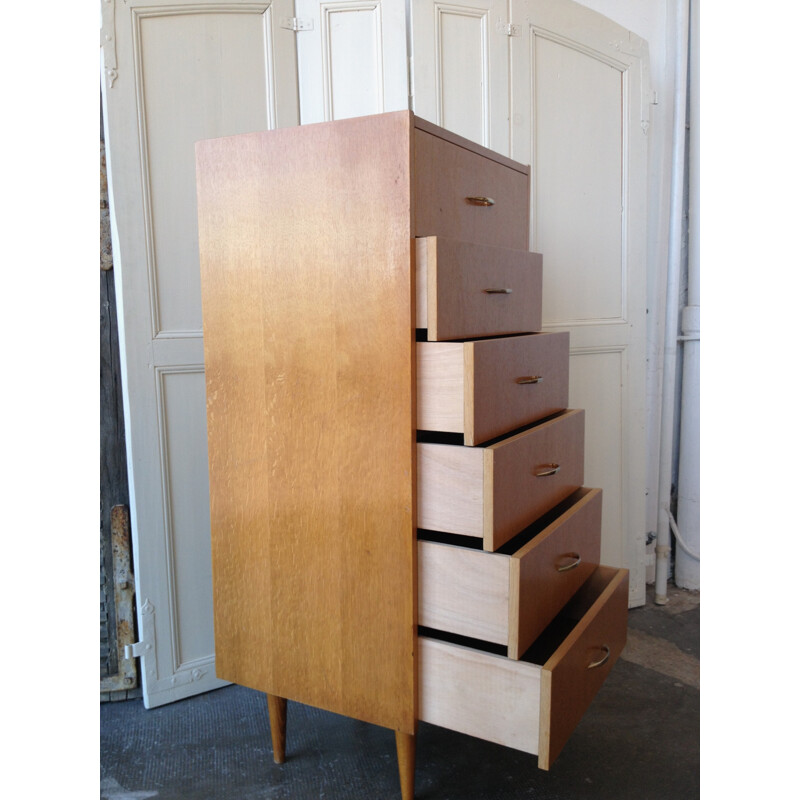 Vintage storage cabinet in light oak - 1950s