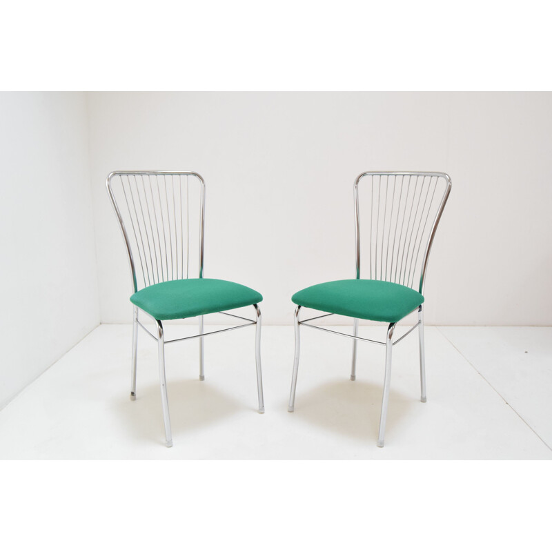 Pair of vintage chairs in chrome and fabric by Nowy Styl, Czechoslovakia 1980