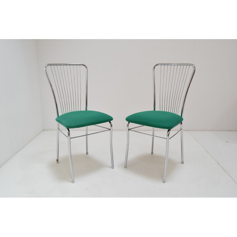 Ein Paar Vintage-Stühle aus Chrom und Stoff von Nowy Styl, Tschechoslowakei 1980