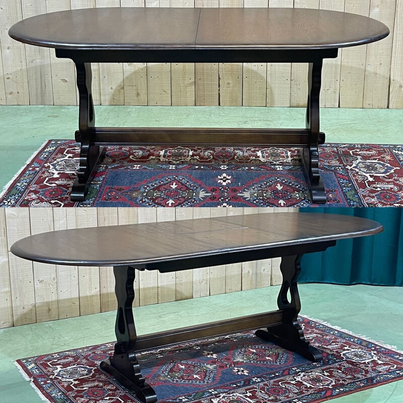 Vintage oak table with butterfly extension, 1970