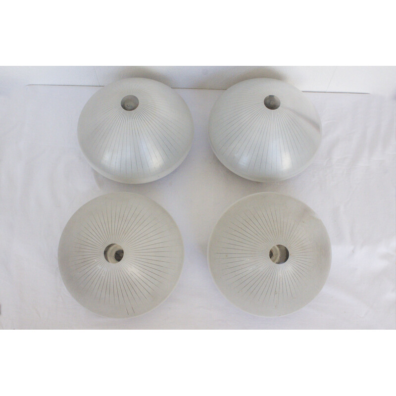 Set of 4 mid century flush mount ceiling lamp, Germany 1950s