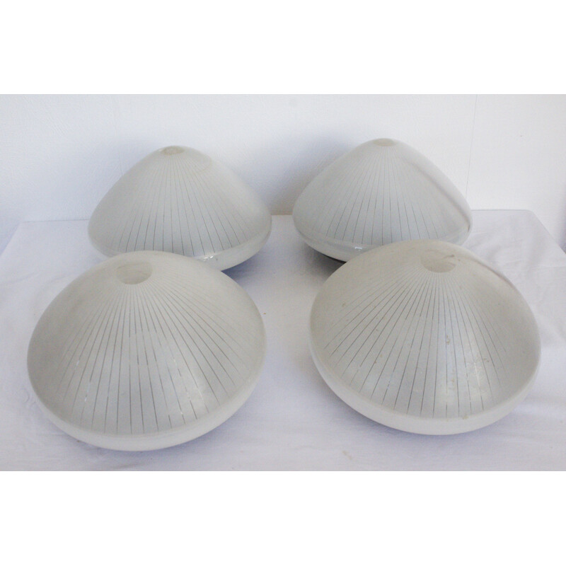 Set of 4 mid century flush mount ceiling lamp, Germany 1950s