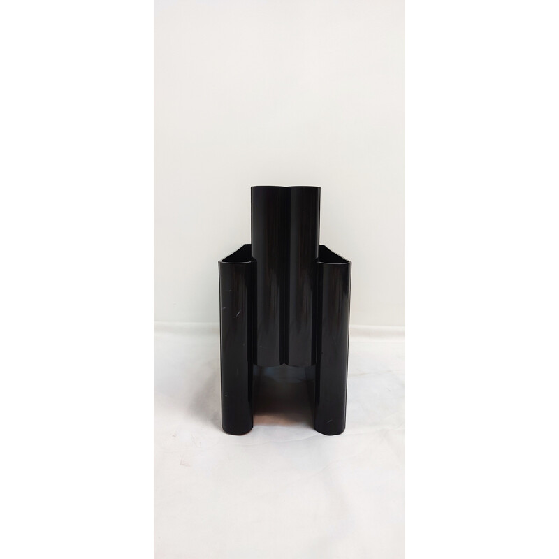 Vintage black magazine rack by Giotto Stoppino for Kartell, Italy 1970s