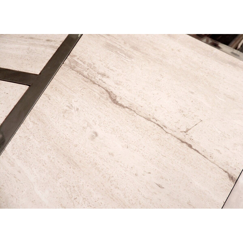 Vintage table in chrome and travertine