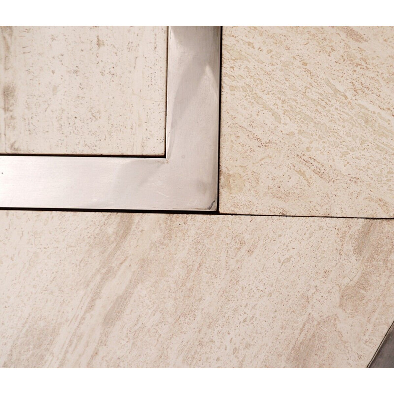 Vintage table in chrome and travertine