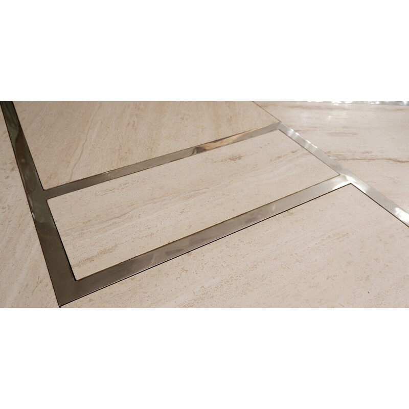 Vintage table in chrome and travertine