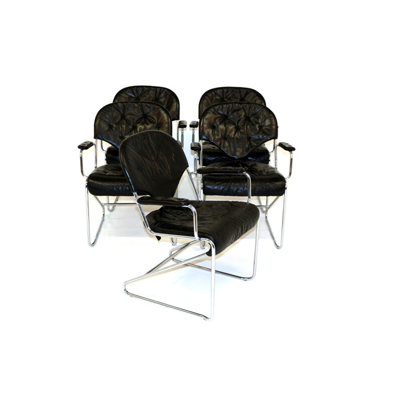 Set of 5 vintage armchairs by Sam Larsson for Dux, 1974