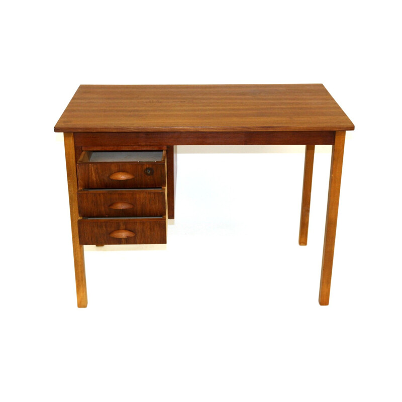 Vintage teak and beechwood desk, Sweden 1950