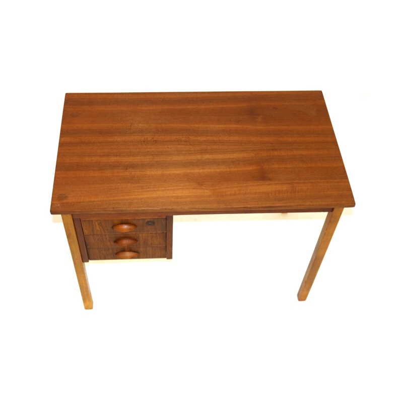 Vintage teak and beechwood desk, Sweden 1950