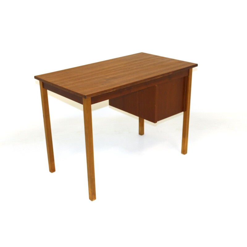 Vintage teak and beechwood desk, Sweden 1950