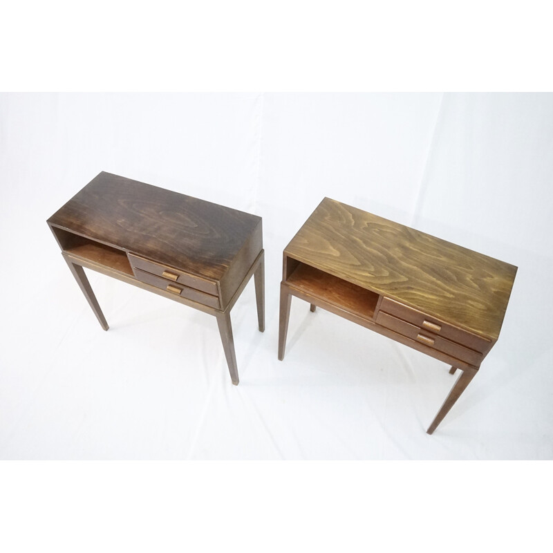 Pair of vintage 1615A beechwood nights tands by Frits Schlegel for Fritz Hansen