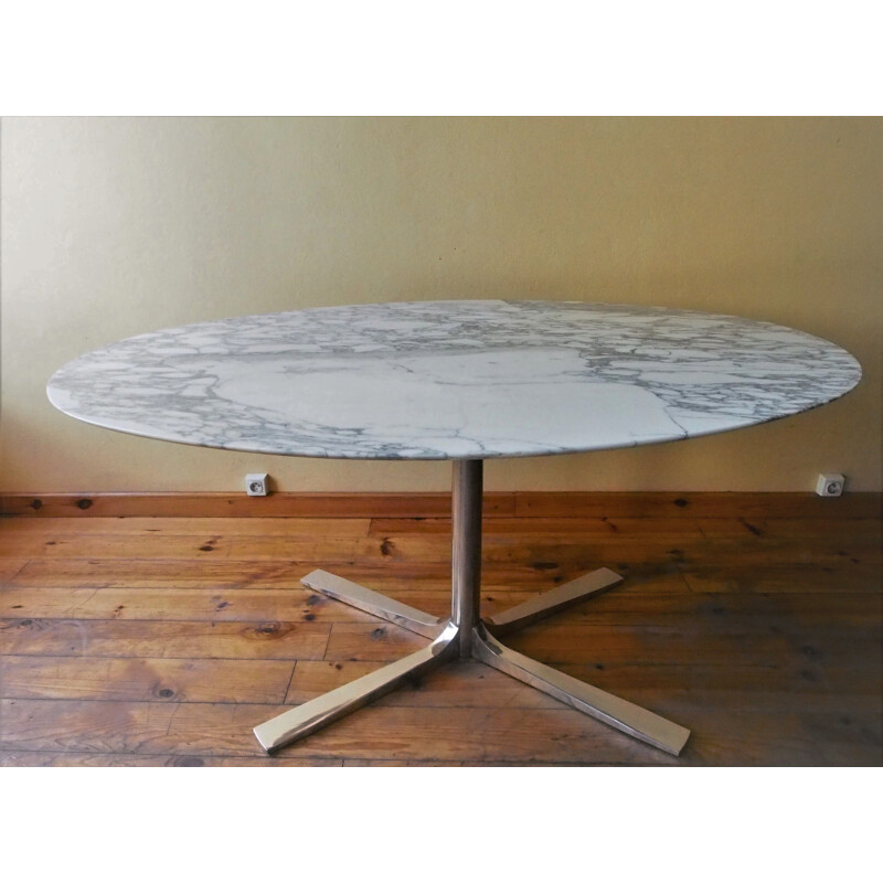 Vintage marble oval table by Roche Bobois, 1970