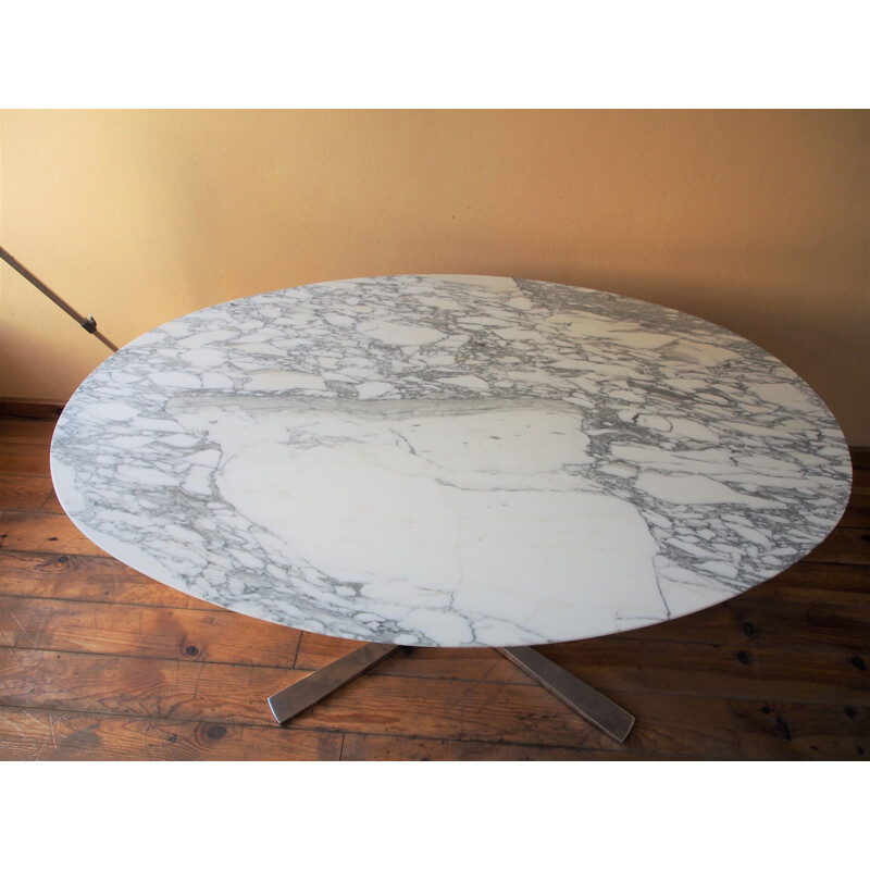 Vintage marble oval table by Roche Bobois, 1970