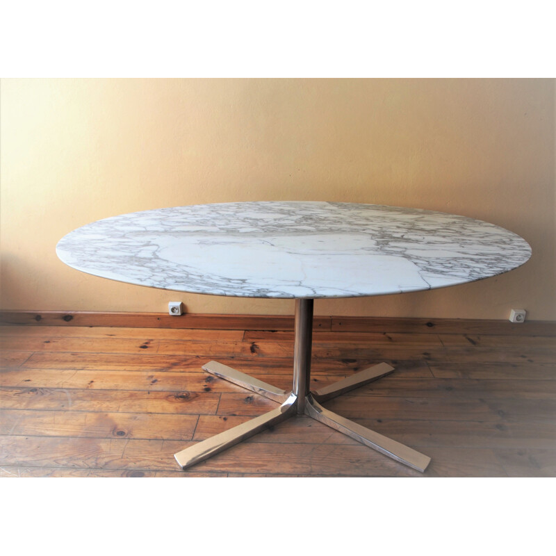 Table ovale vintage en marbre de Roche Bobois, 1970