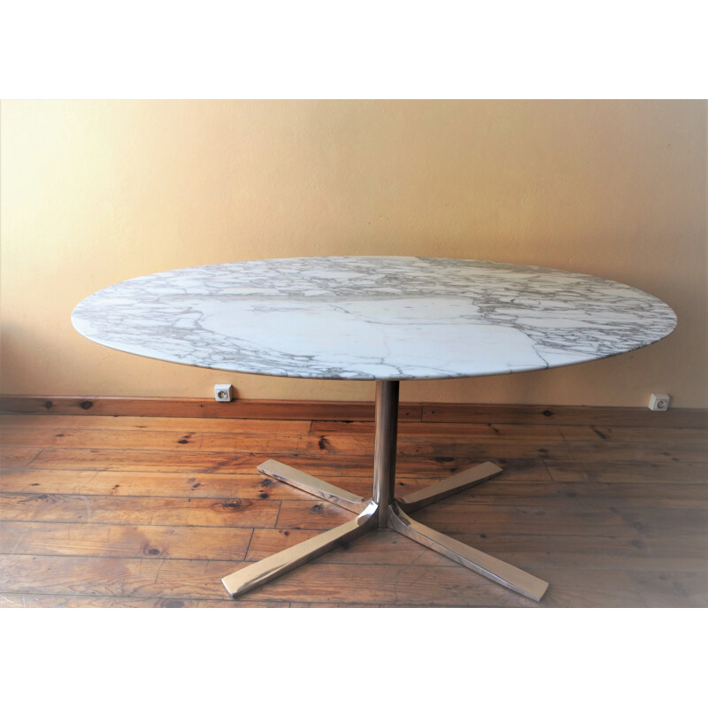 Vintage marble oval table by Roche Bobois, 1970