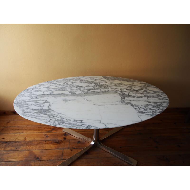 Table ovale vintage en marbre de Roche Bobois, 1970