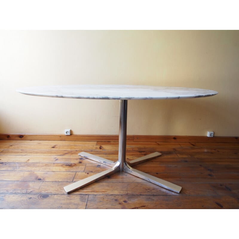 Table ovale vintage en marbre de Roche Bobois, 1970