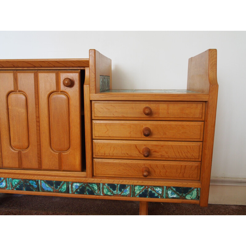 Vintage Simon sideboard in blond oakwood by Guillerme and Chambron for Votre Maison, 1970