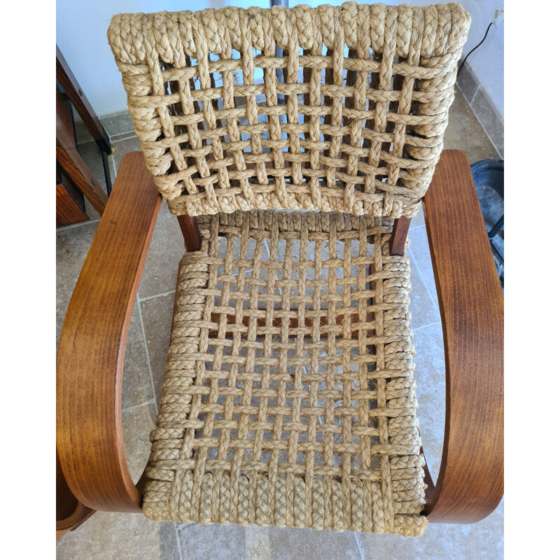 Pair of vintage rope armchairs by Adrien Audoux and Frida Minet