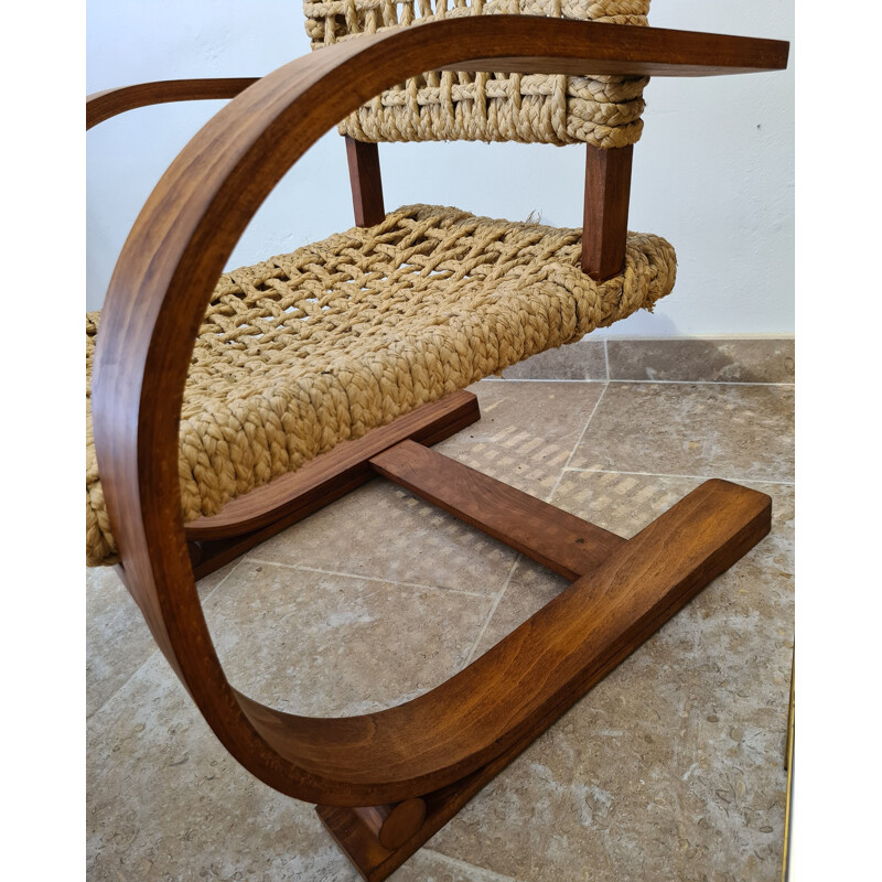 Paire de fauteuils vintage en corde par Adrien Audoux et Frida Minet