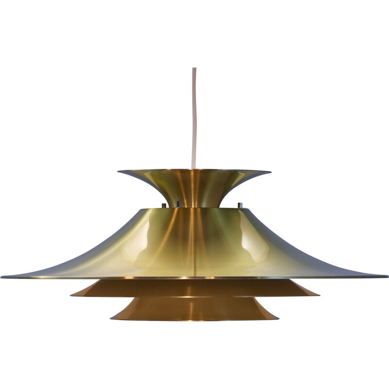 Vintage brass XL pendant lamp, Danish 1970