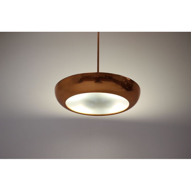 Vintage bauhaus metalen hanglamp functionalisme UFO van Josef Hurka voor Napako, Tsjecho-Slowakije 1940