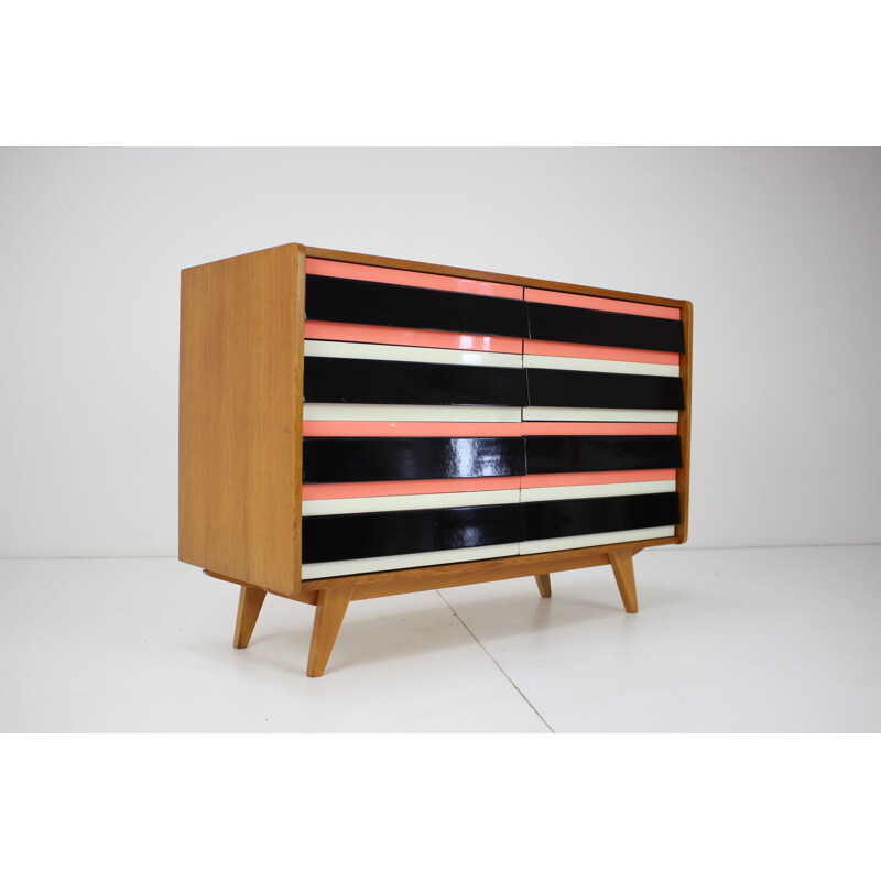 Vintage multicolored oak wood sideboard by Jiří Jiroutek, Czechoslovakia 1960