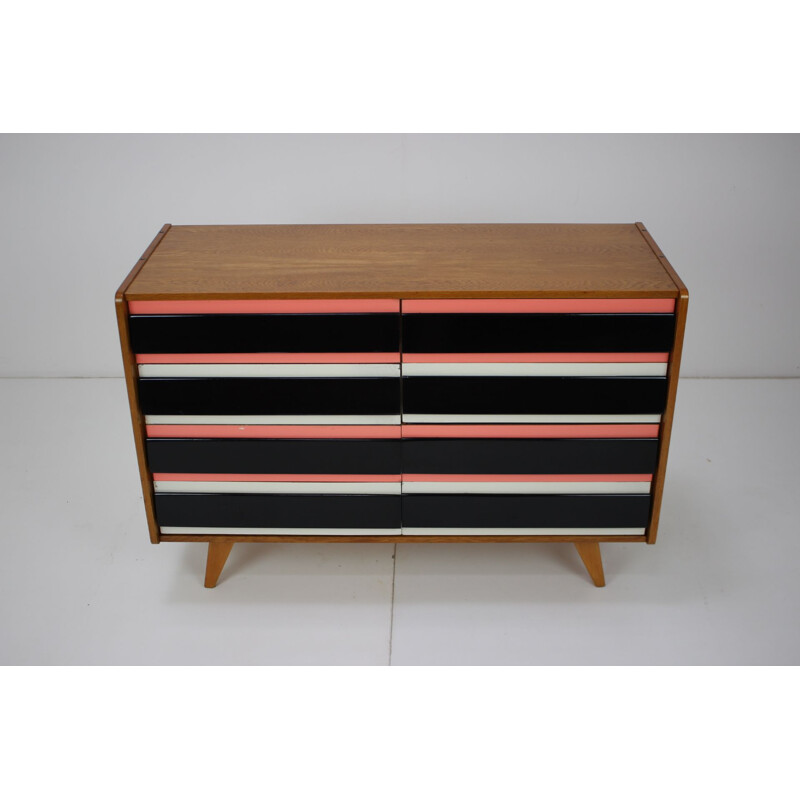 Vintage multicolored oak wood sideboard by Jiří Jiroutek, Czechoslovakia 1960