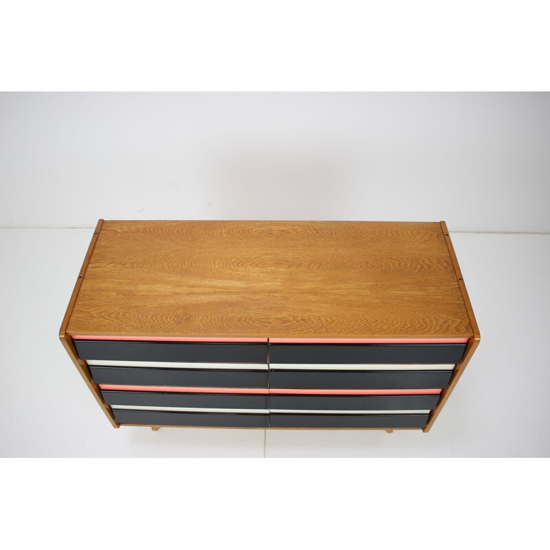 Vintage multicolored oak wood sideboard by Jiří Jiroutek, Czechoslovakia 1960