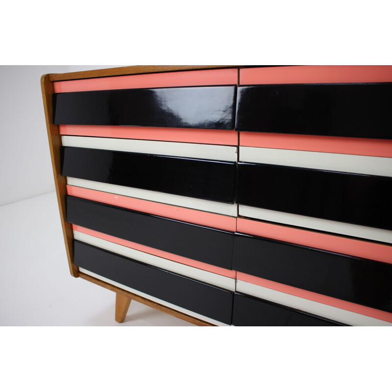 Vintage multicolored oak wood sideboard by Jiří Jiroutek, Czechoslovakia 1960