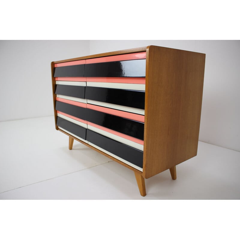 Vintage multicolored oak wood sideboard by Jiří Jiroutek, Czechoslovakia 1960