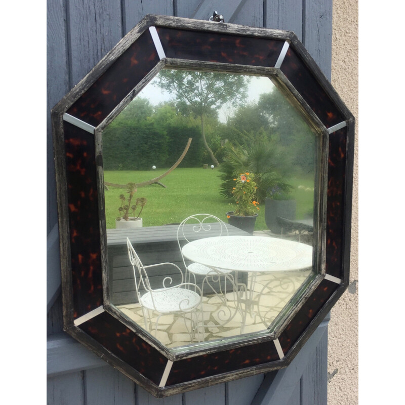 Vintage octagonal mirror, 1970