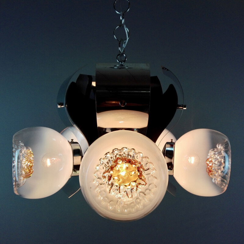 Mazzega Murano space age five-light chandelier, Italy 1960s