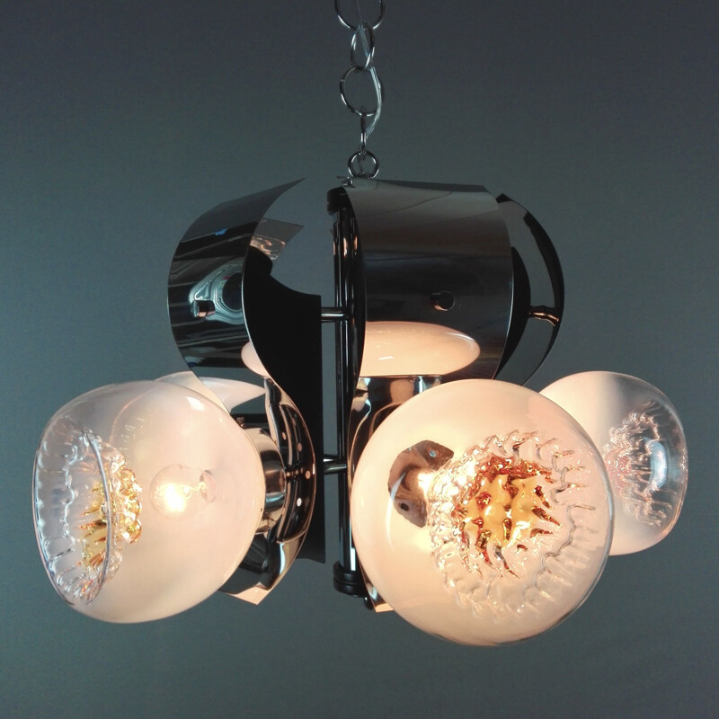 Mazzega Murano space age five-light chandelier, Italy 1960s