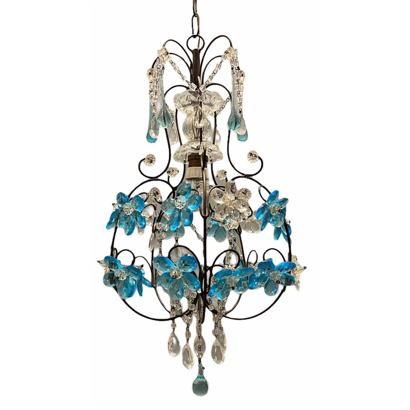 Vintage blue Murano glass chandelier, 1960