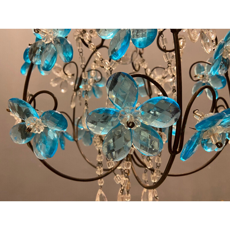 Vintage blue Murano glass chandelier, 1960