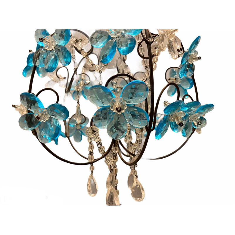 Vintage blue Murano glass chandelier, 1960