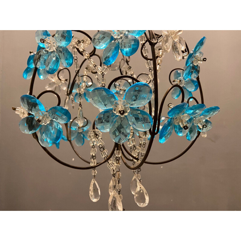 Lustre vintage en verre de Murano bleu, 1960