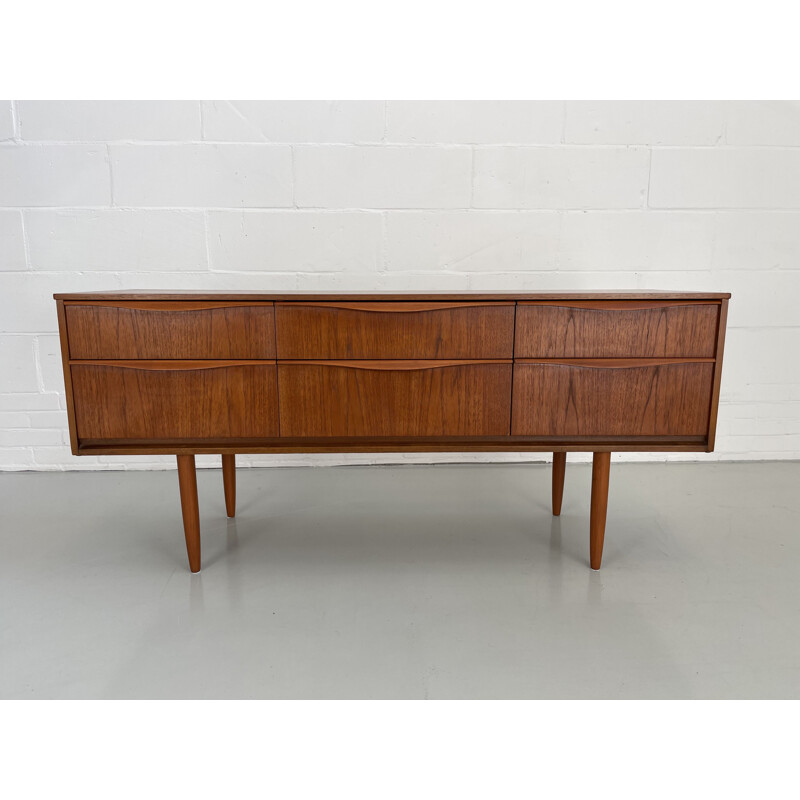 Vintage teak sideboard with six drawers by Frank Guille for Austinsuite London, England 1960s