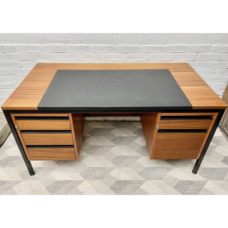 Bureau vintage en teck avec 5 tiroirs par Abbess Linear, 1970